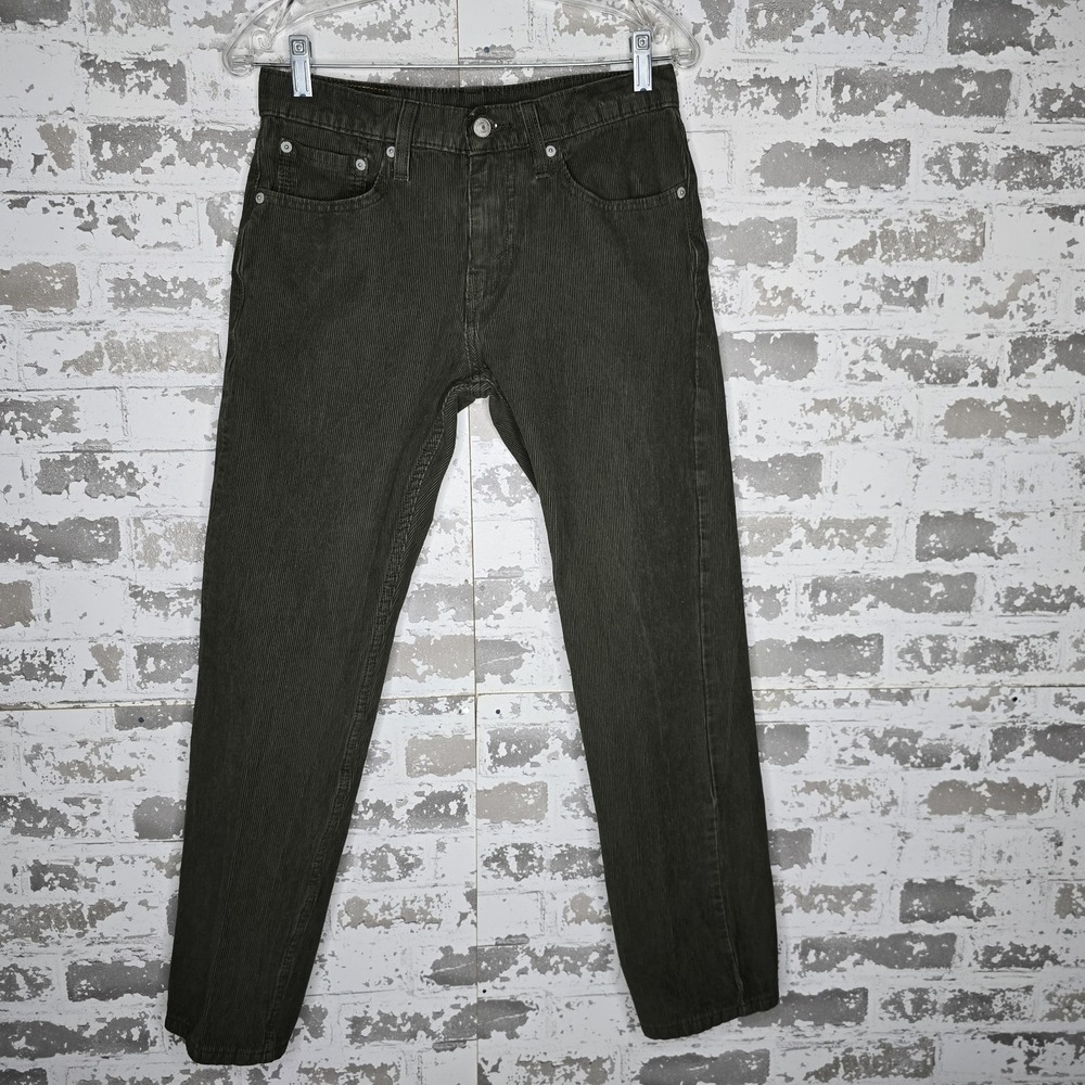 Levis 502 Corduroy Pants Mens‎ 29x28 Green Cotton Stretch Slim Fit Straight Leg